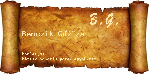 Benczik Géza névjegykártya