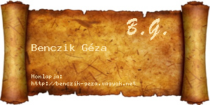 Benczik Géza névjegykártya