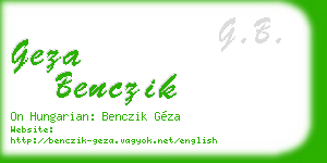 geza benczik business card